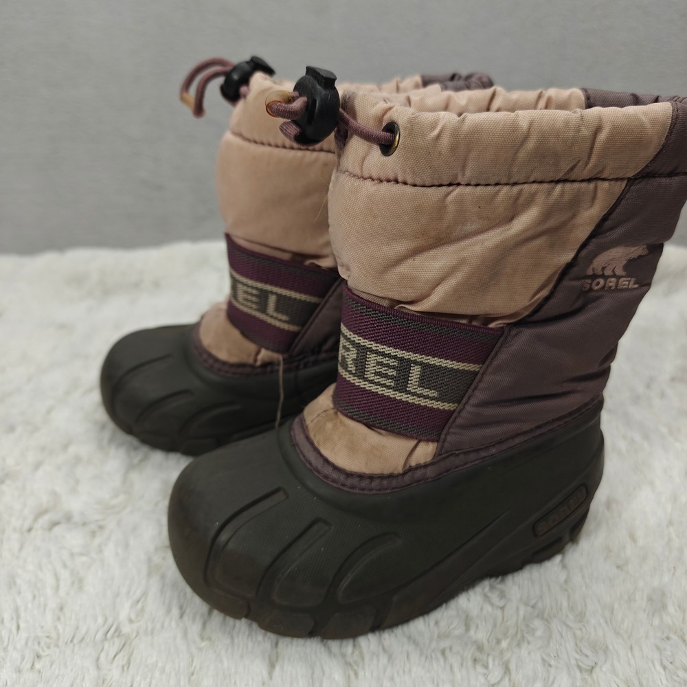 Sorel Flurry Snow Boots Kids Size 8 Pink Insulated Winter Outdoor Warm Cozy
